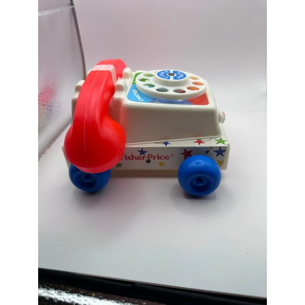 Fisher Price 1985 Chatter Telephone White Vintage 1985 Pull Toy 747